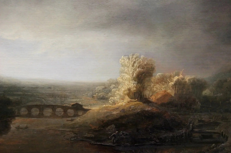 Paysage avec un pont en arc – Rembrandt, vers 1638