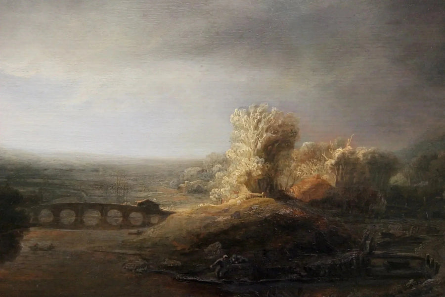 Paysage avec un pont en arc – Rembrandt, vers 1638
