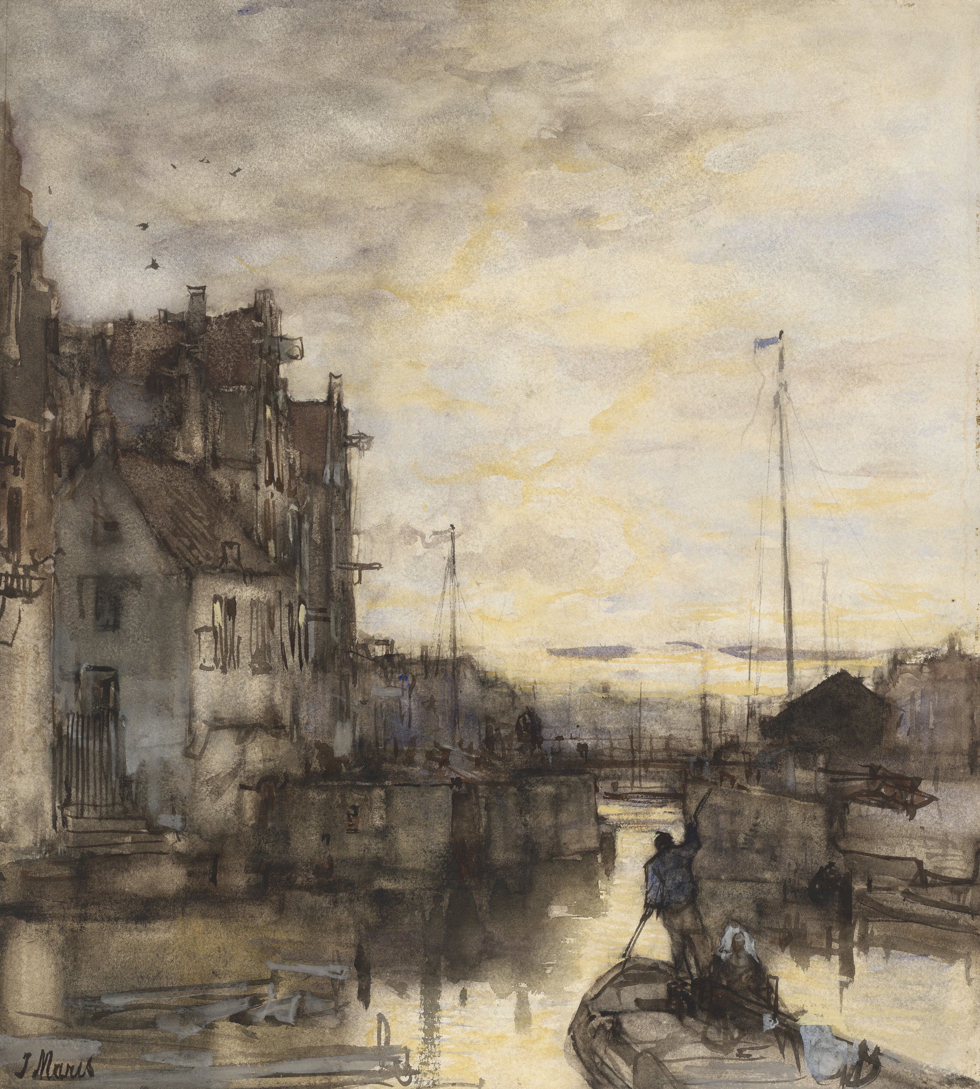 Paysage urbain le soir - Jacob Maris