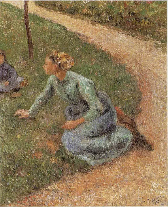 Paysanne assise au bord d'un chemin - Camille Pissarro
