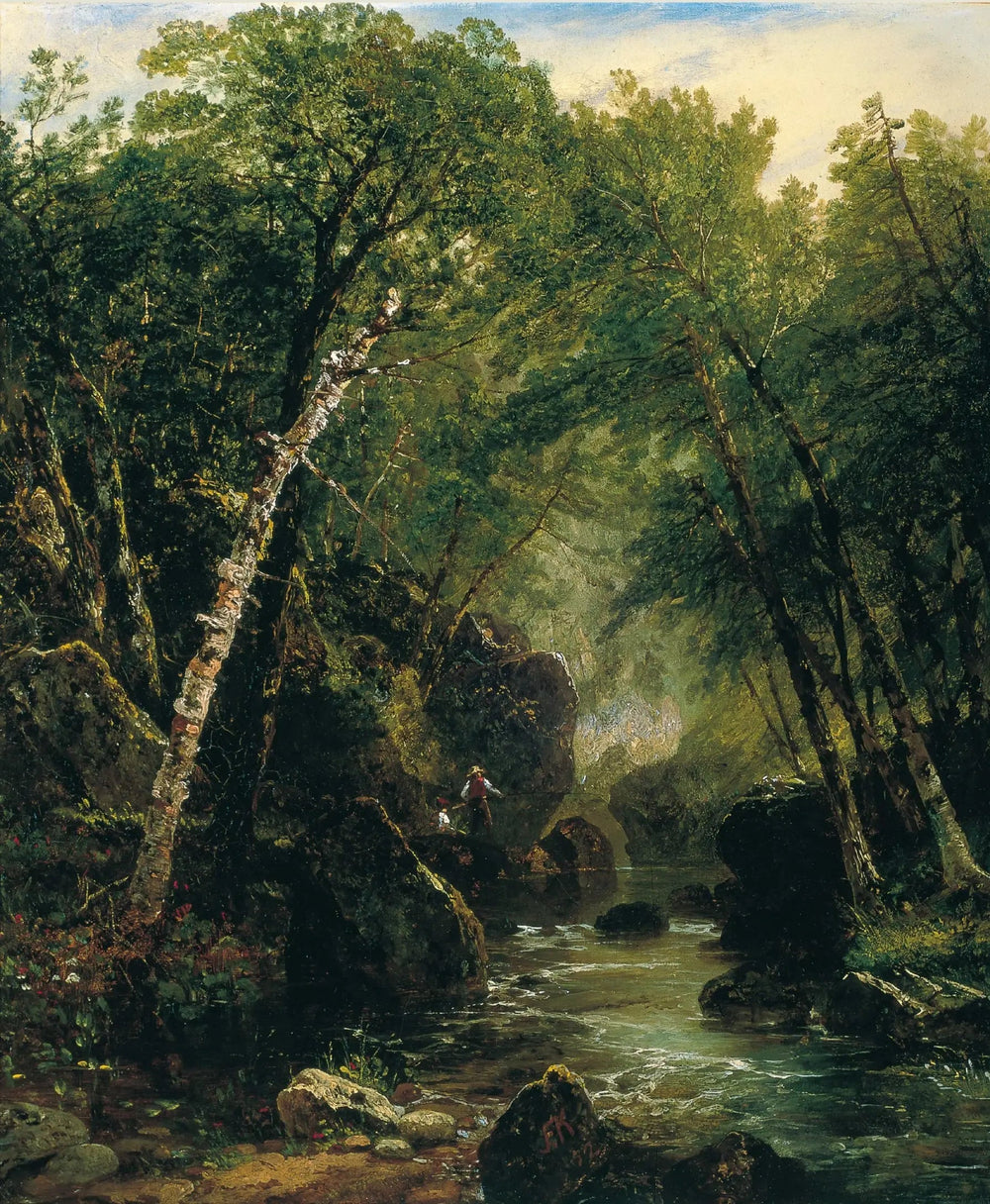 Pêcheur de truites - John Frederick Kensett image 1 copie de tableau peinte à la main