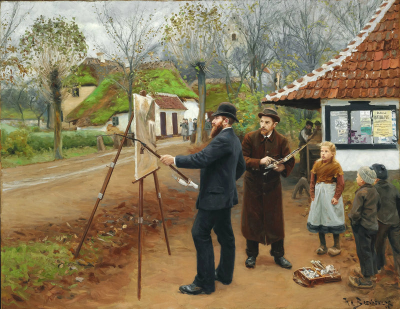 Peinture de L. A. Ring près de la forge d'Aasum - H. A. Brendekilde