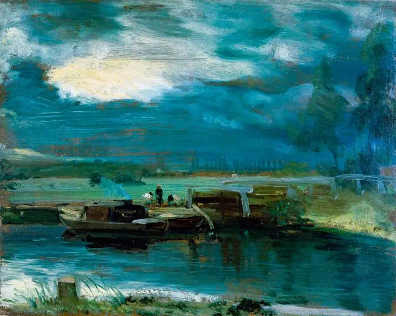 Péniches sur la Stour avec l’église de Dedham au loin - John Constable - Alpha Reproduction