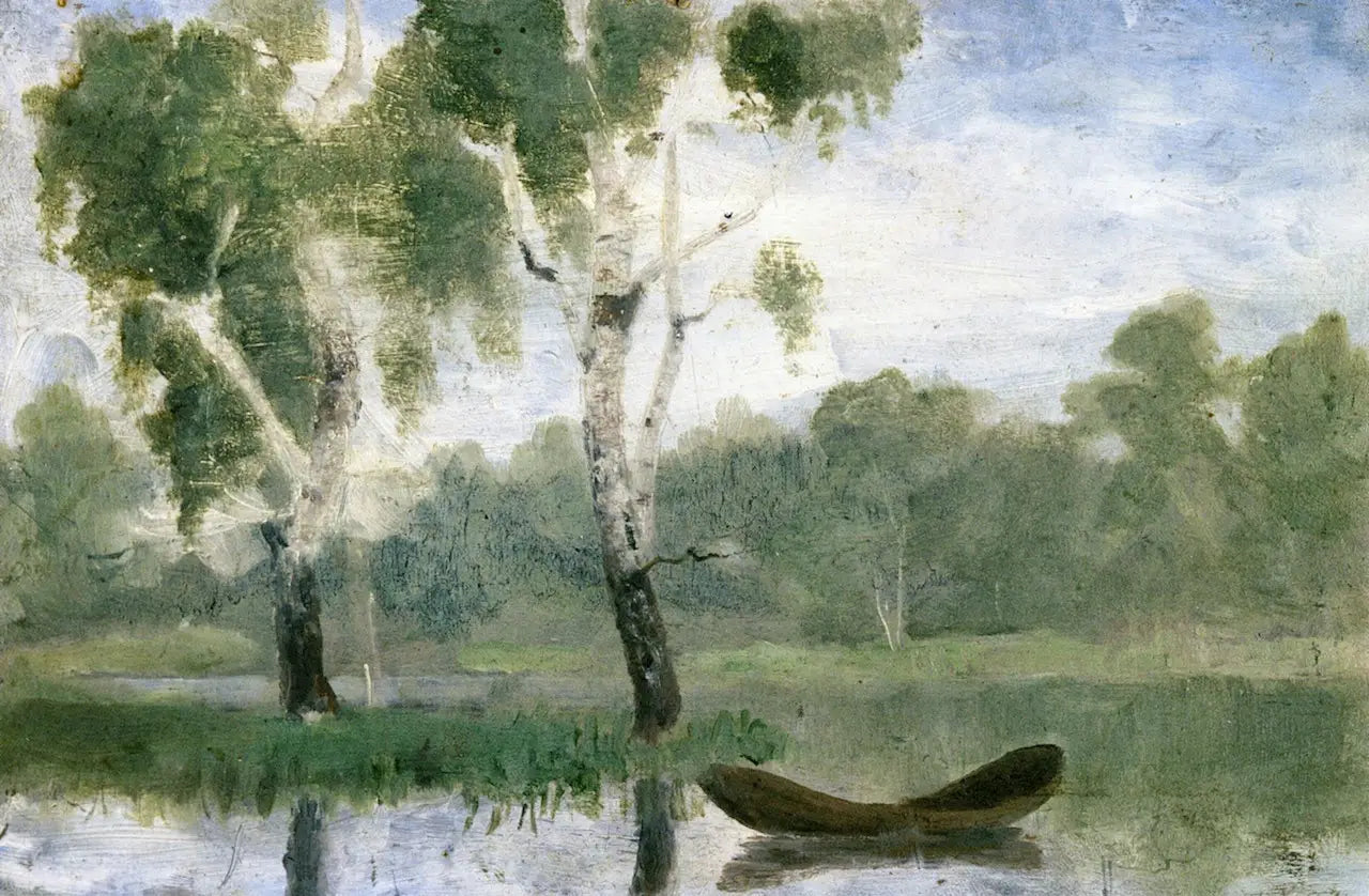Reproduction du tableau « Petit Lac avec bateau - Edvard Munch » par Alpha Reproduction en peinture à l’huile