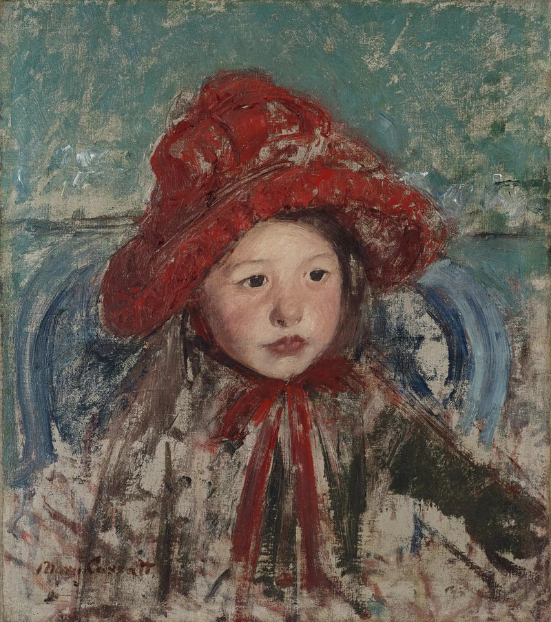 Petite fille au grand chapeau rouge - Mary Cassatt