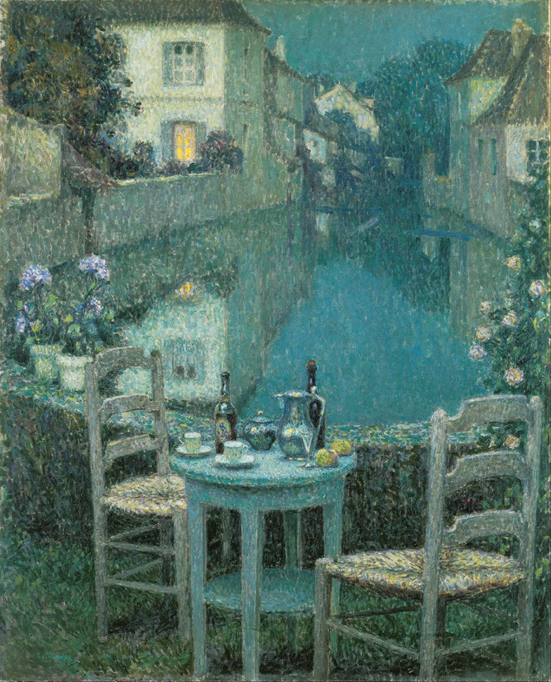 Petite table dans le crépuscule du soir - Henri Le Sidaner