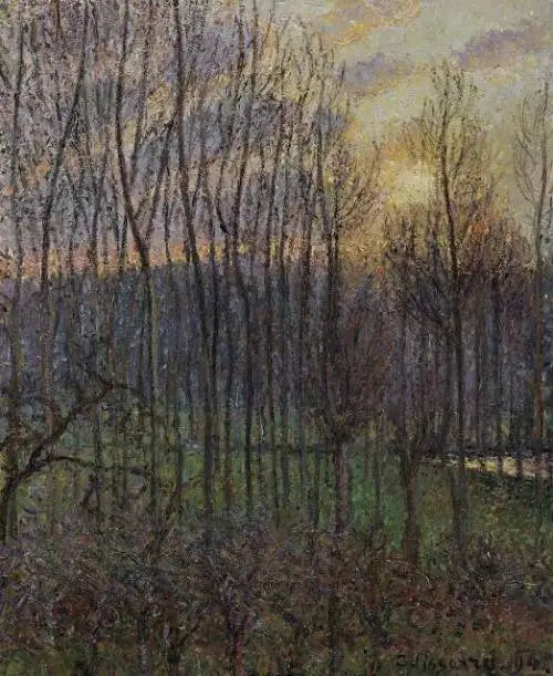 Peupiers à Éragny, soleil couchant - Camille Pissarro