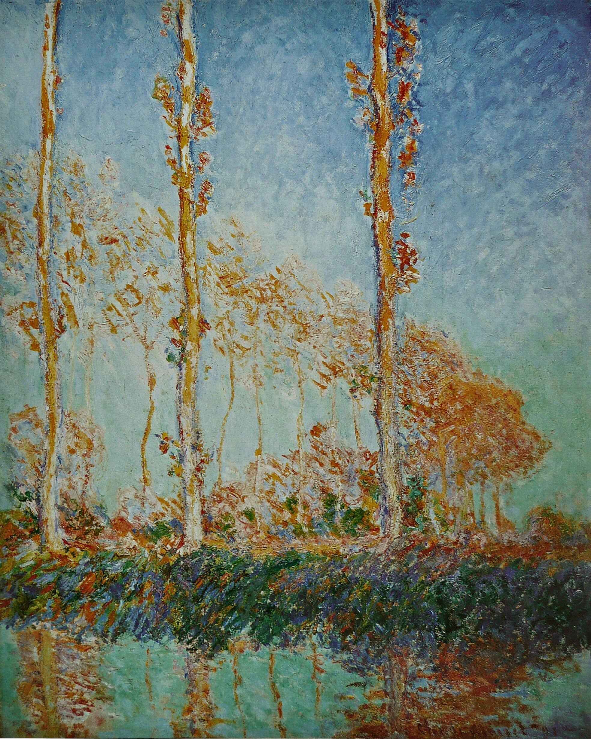 Claude Monets Drei rosa Bäume, Herbst: Variation der Pappeln