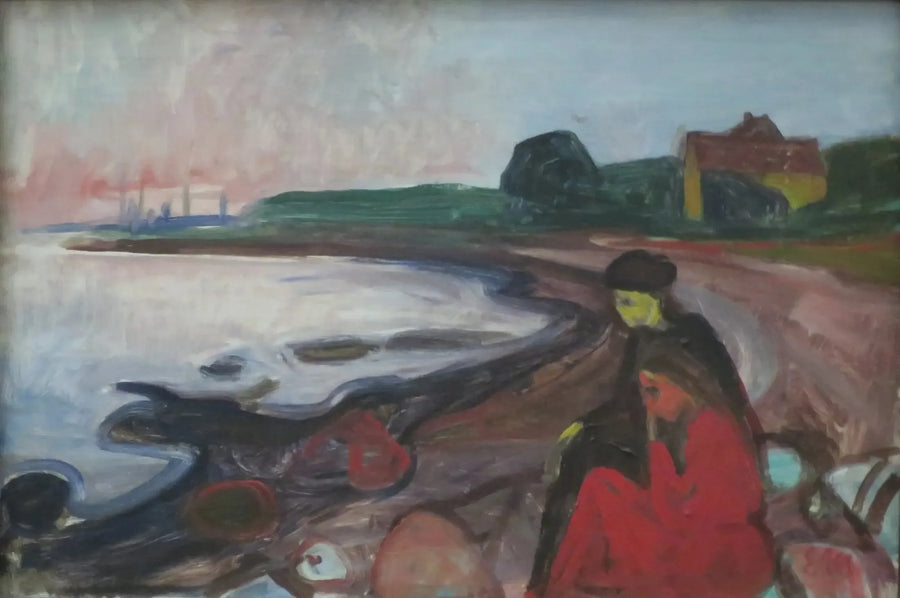 Plage avec deux femmes assises - Edvard Munch