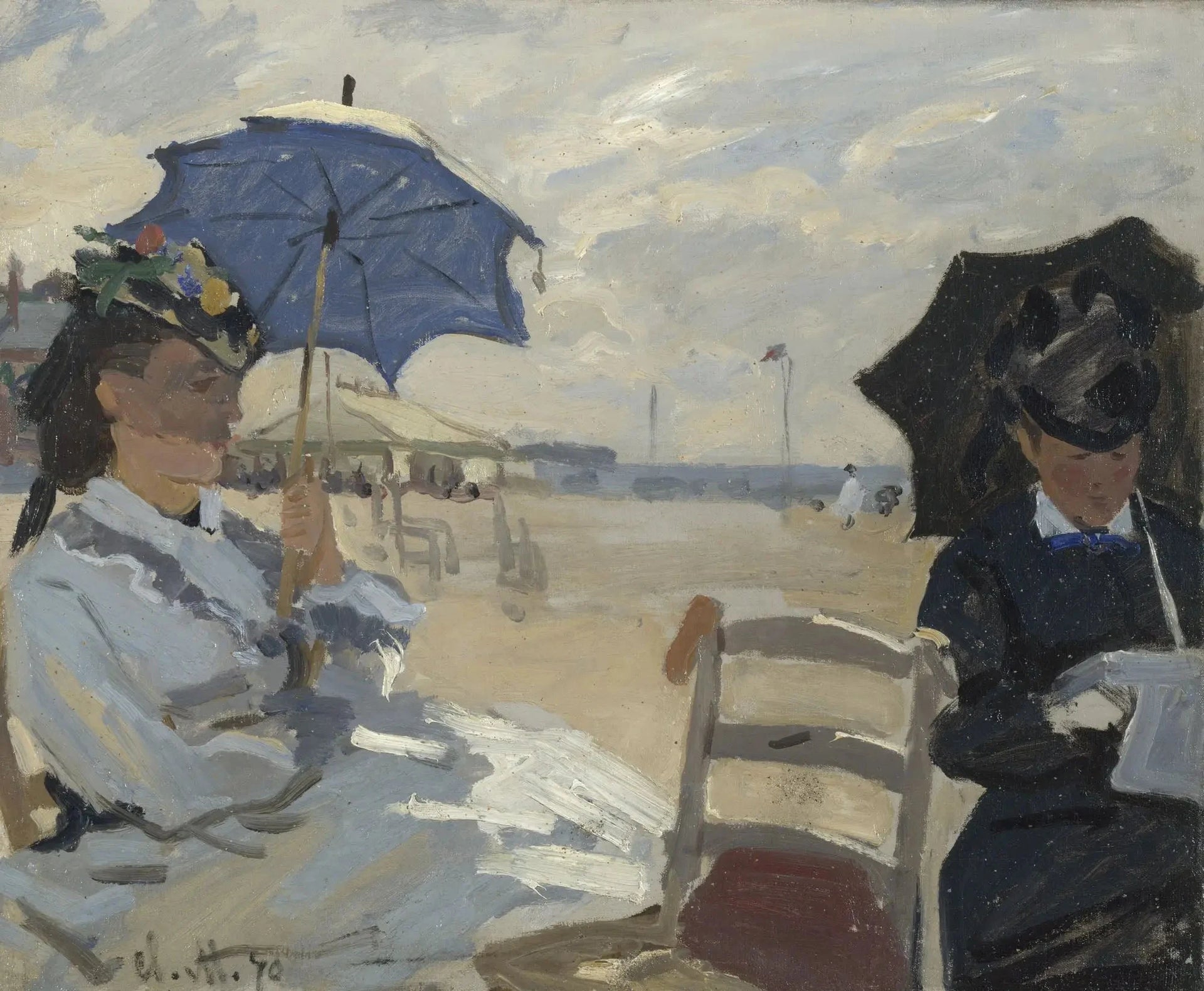 La Plage à Trouville W158 par Claude Monet, 1870, National Gallery de Londres
