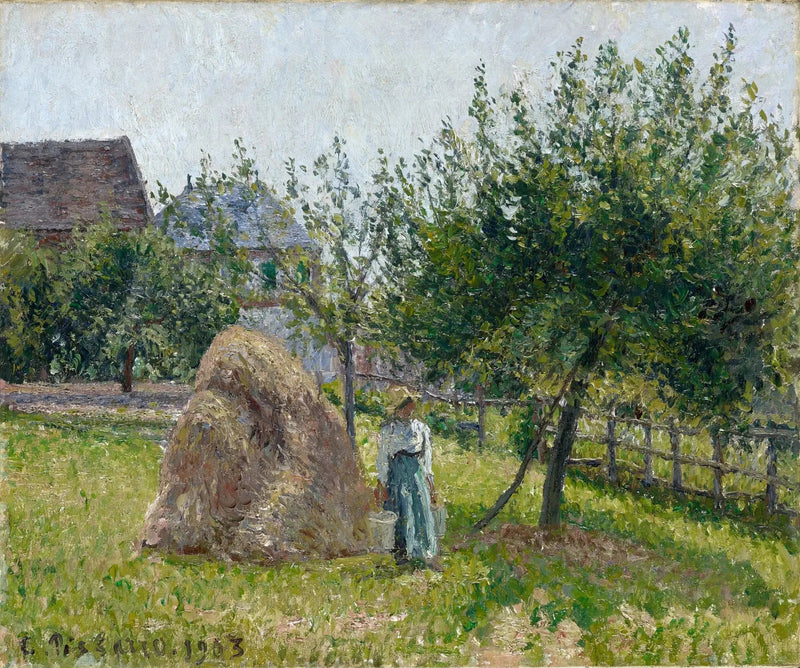 Pommier et meule à Eragny, matinée de soleil - Camille Pissarro