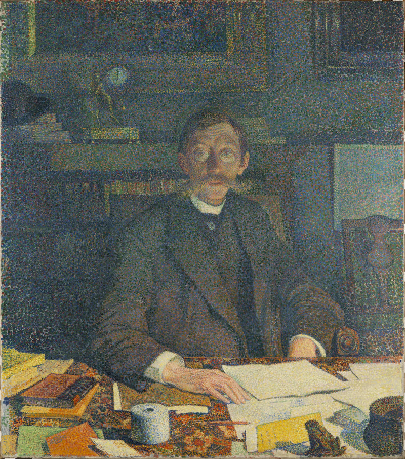 Portrait d'Emile Verhaeren dans son cabinet de travail, rue du Moulin à Saint-Josse-Ten-Noode - Théo van Rysselberghe