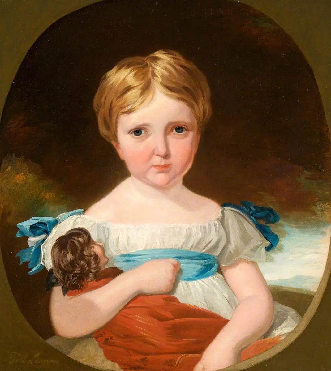 Portrait d'un enfant avec une poupée - Thomas Lawrence image 1 copie peinte à la main à l’huile