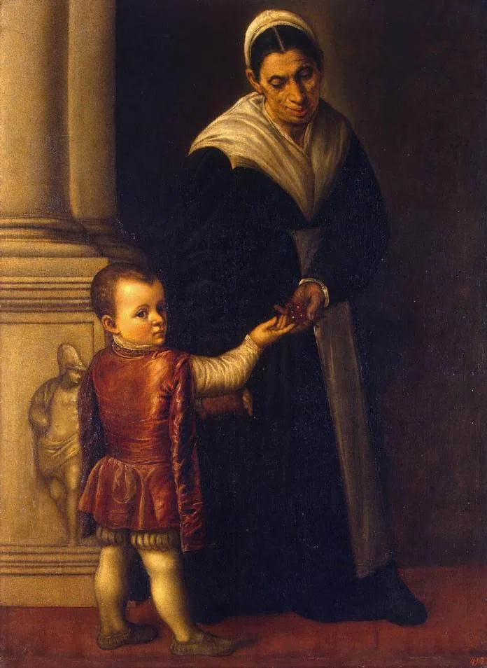 Portrait d'un garçon avec sa nourrice - Alessandro Bonvicino