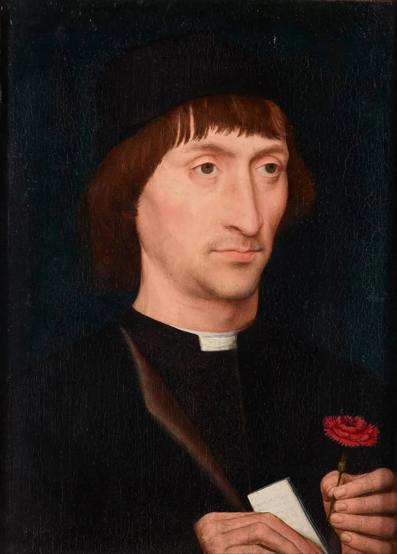 Portrait d'un homme avec un rose - Hans Memling