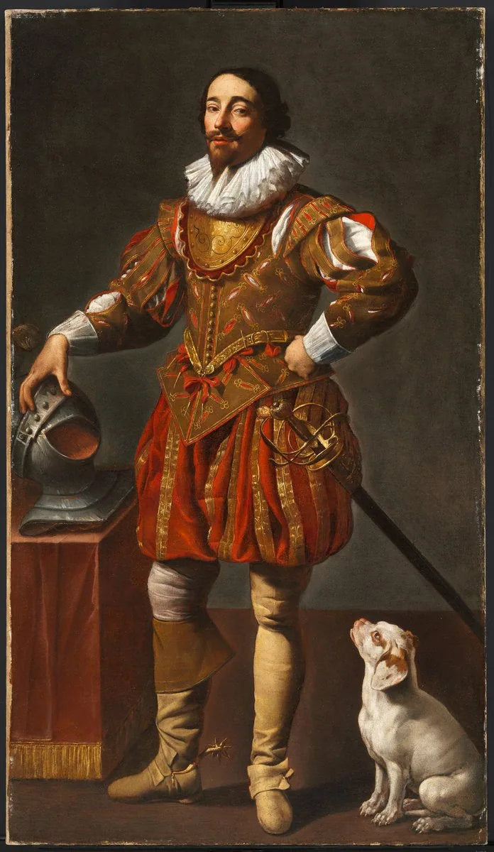 Portrait d'un homme avec son chien - Simon Vouet