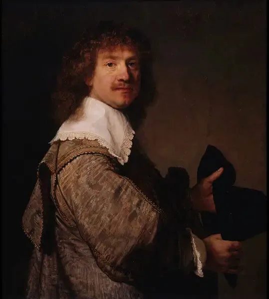 Portrait d'un homme tenant un chapeau - Rembrandt
