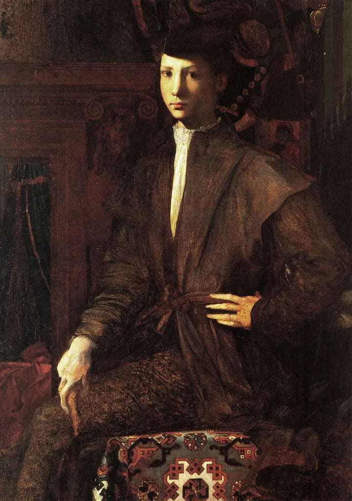 Portrait d'un jeune homme assis sur un tapis - Rosso Fiorentino