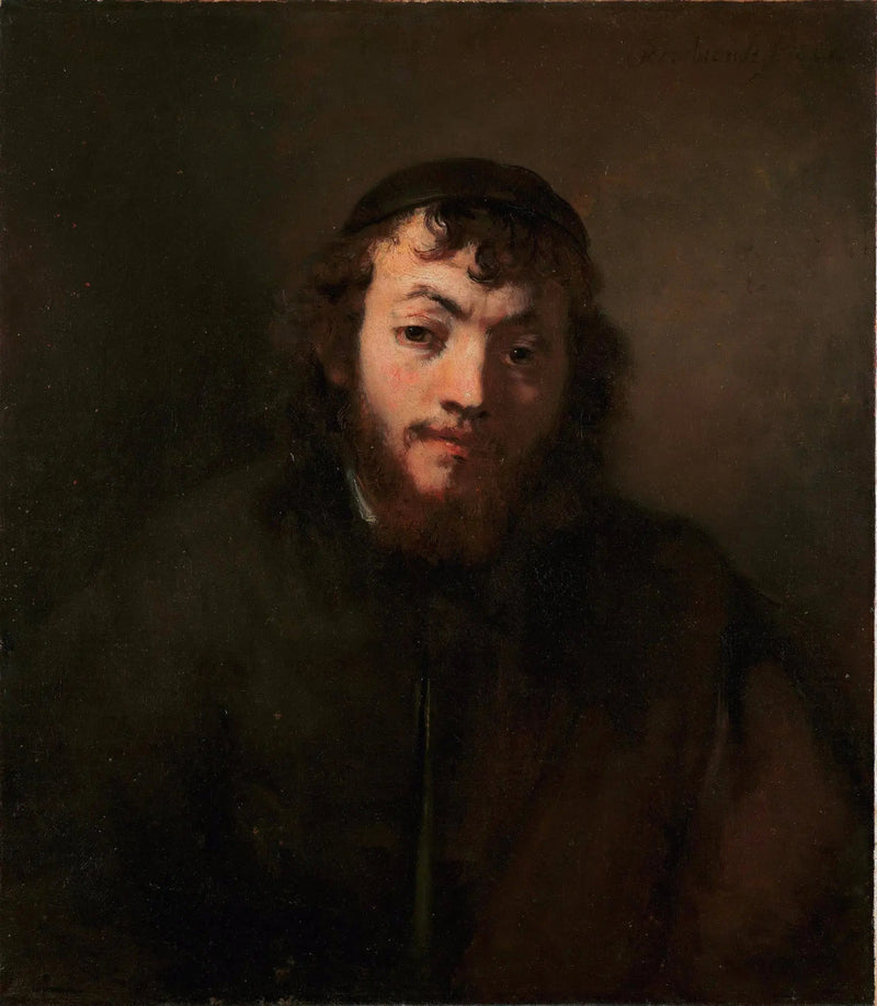 Portrait d'un jeune homme avec barbe et calotte - Rembrandt