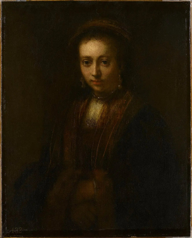 Portrait d'une dame aux mains jointes (Hedwig Łuszkowska, flore de 1634) - Rembrandt