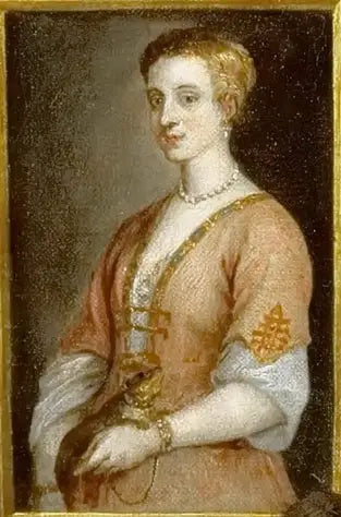 Portrait d'une dame avec un animal de compagnie attaché par une chaîne à son poignet - David Teniers le Jeune