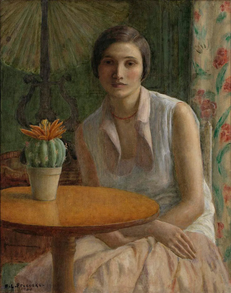 Portrait d'une femme (avec un cactus) - Frederick Carl Frieseke