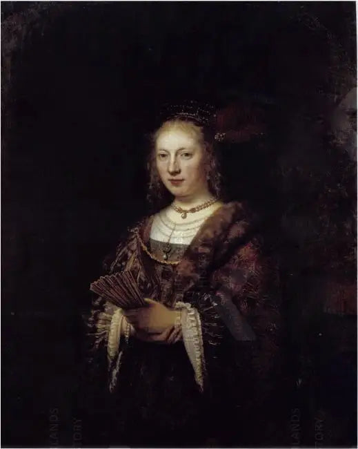 Portrait d'une femme avec un éventail - Rembrandt