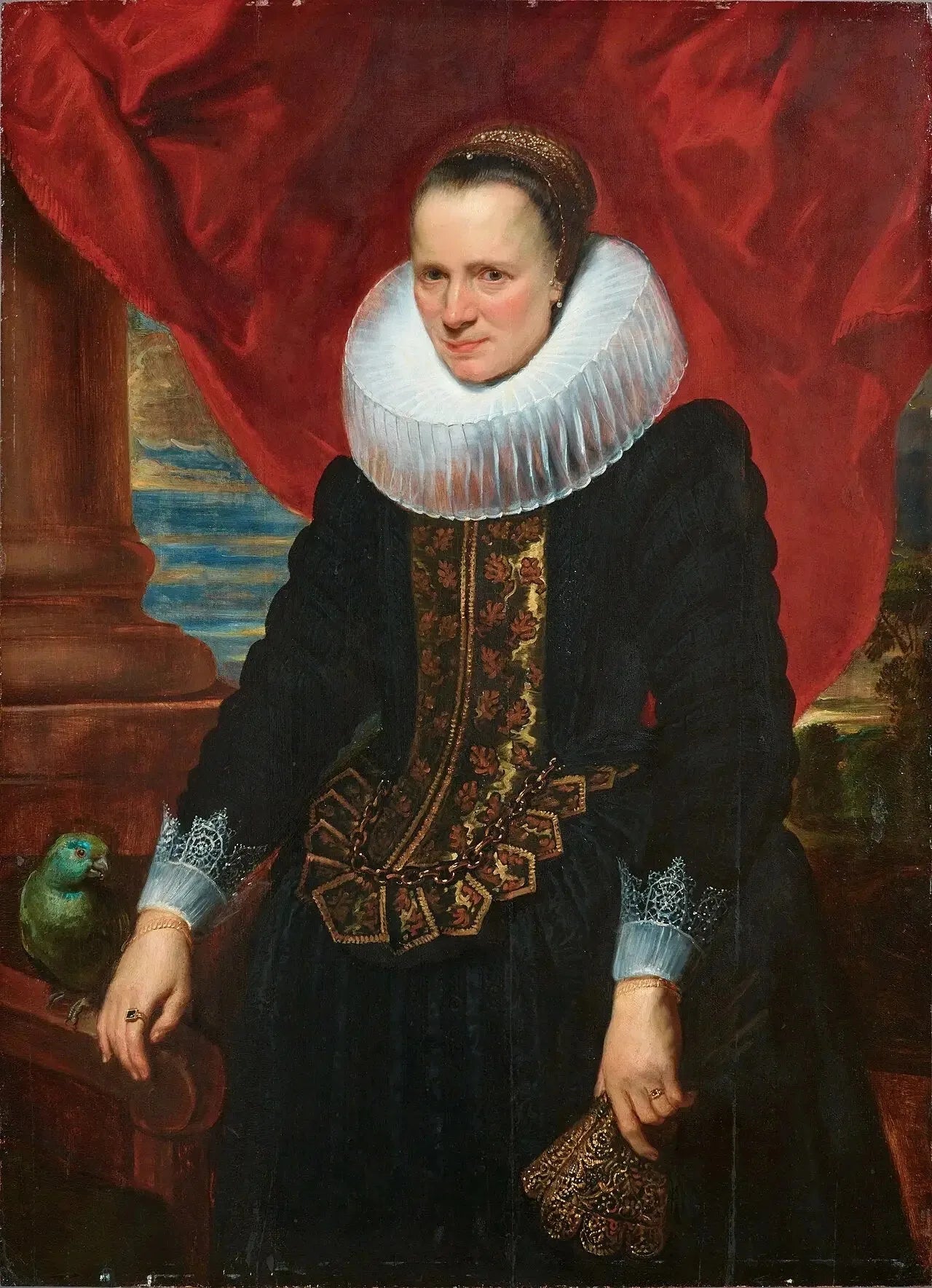 Portrait d'une femme avec un perroquet - Antoine van Dyck image 1 copie peinte à la main à l’huile