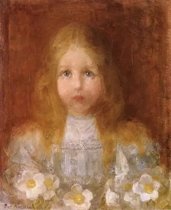 Portrait d'une fille aux fleurs - Piet Mondrian