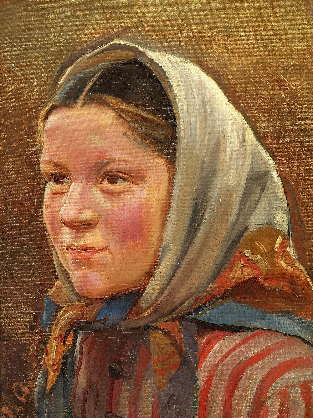 Portrait d'une jeune pêcheuse. - Michael Peter Ancher image 1 tableau peint à l’huile sur toile