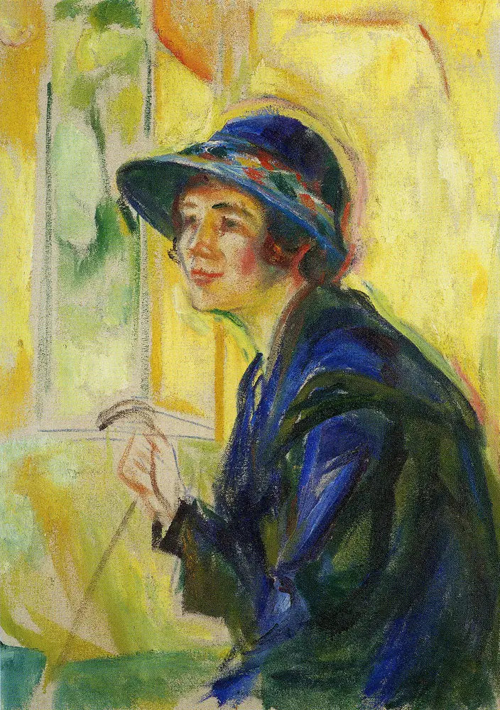 Portrait de femme sur un fond jaune - Edvard Munch