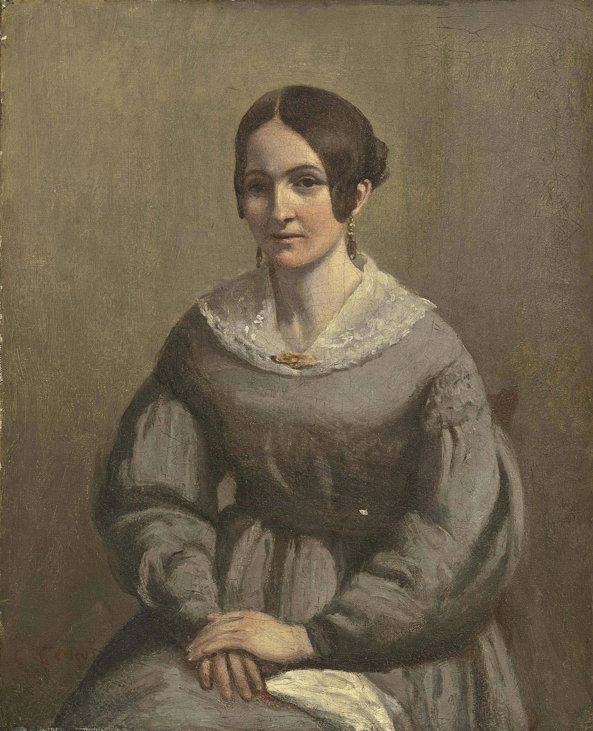 Portrait de jeune femme - Jean-Baptiste Camille Corot image 1 copie de tableau peinte à la main