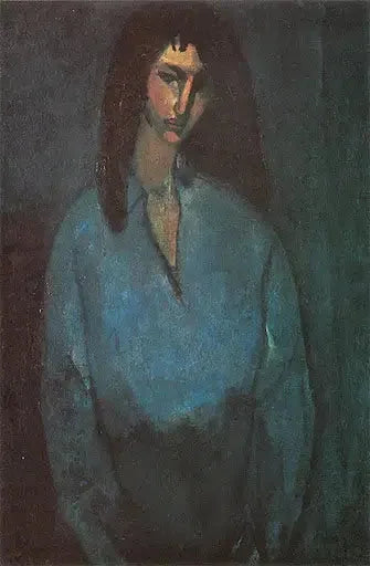 Portrait de jeune fille à la blouse bleue - Amedeo Modigliani