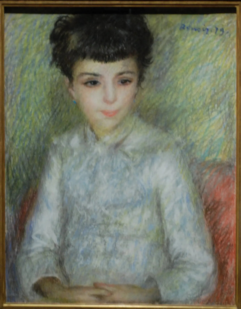 Portrait de jeune fille brune, assise les mains croisées - Pierre-Auguste Renoir