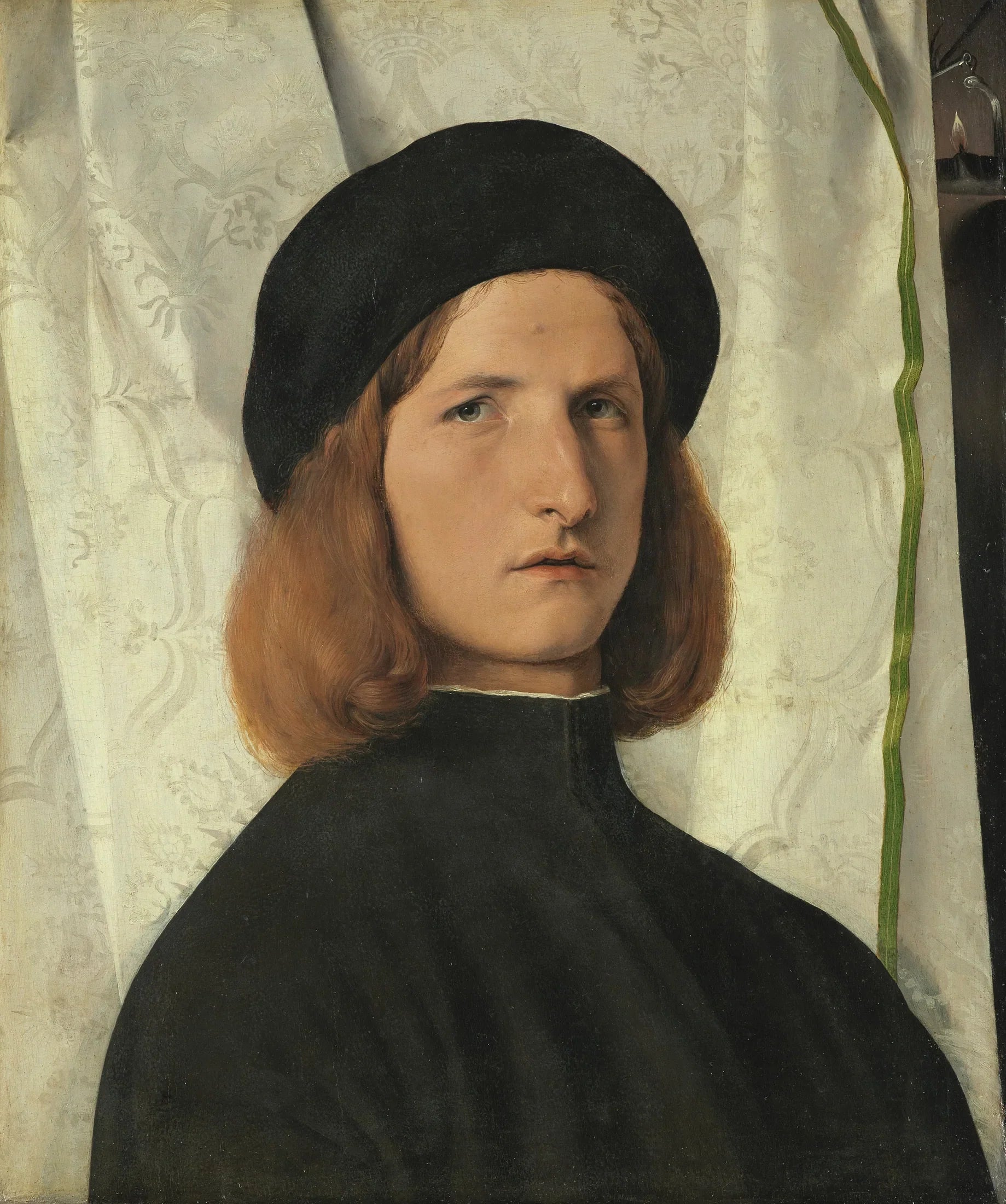 Portrait de jeune homme à la lampe - Lorenzo Lotto image 1 reproduction artisanale de tableau
