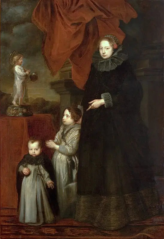 Portrait de la marquise Lomellini, avec ses enfants en prière - Antoine van Dyck image 1 copie de tableau peinte à la main