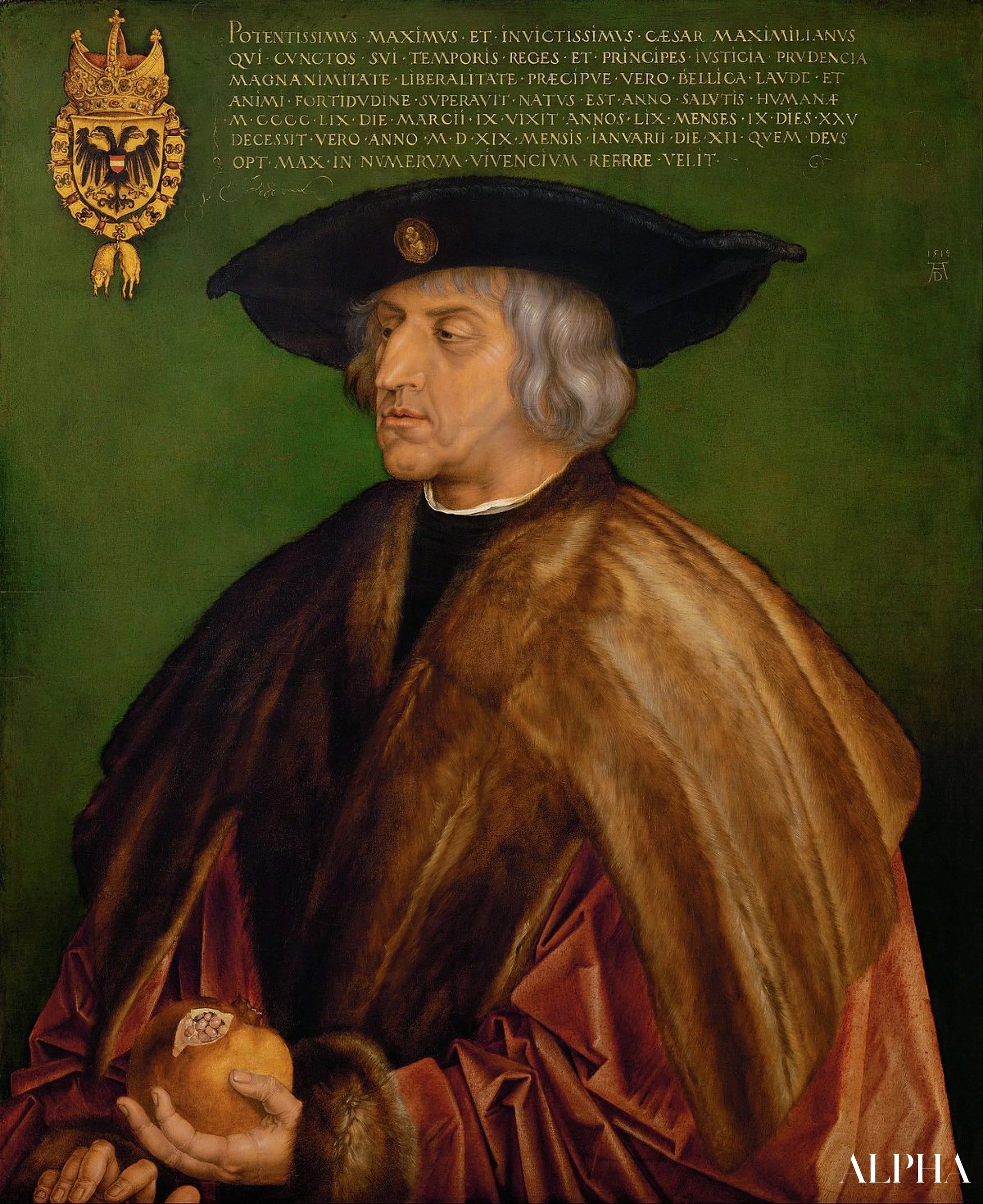 Reproduction du tableau « Portrait de l'empereur Maximilien Ier - Albrecht Dürer » par Alpha Reproduction en peinture à l’huile