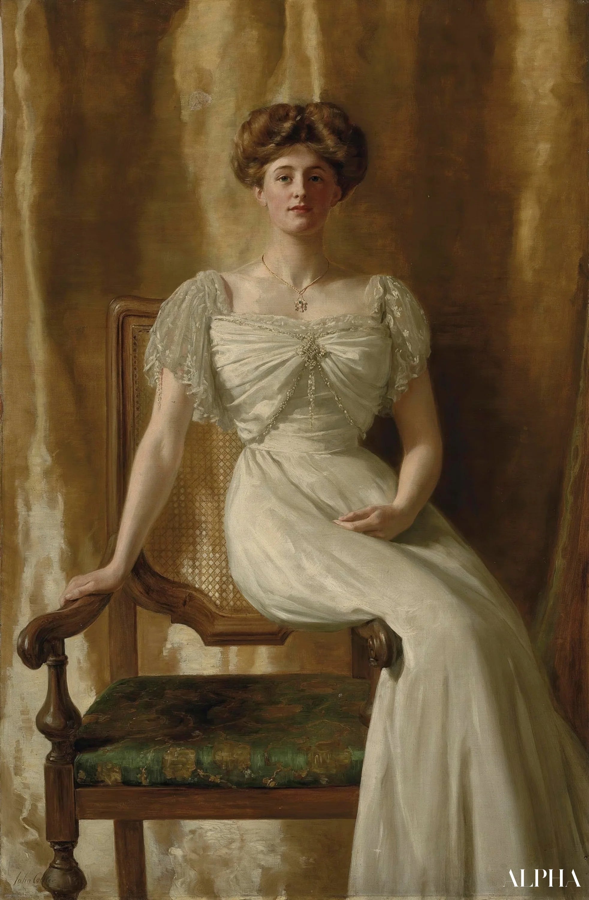 Reproduction du tableau « Portrait de l'hon. Mme Harold Ritchie - John Collier » par Alpha Reproduction en peinture à l’huile