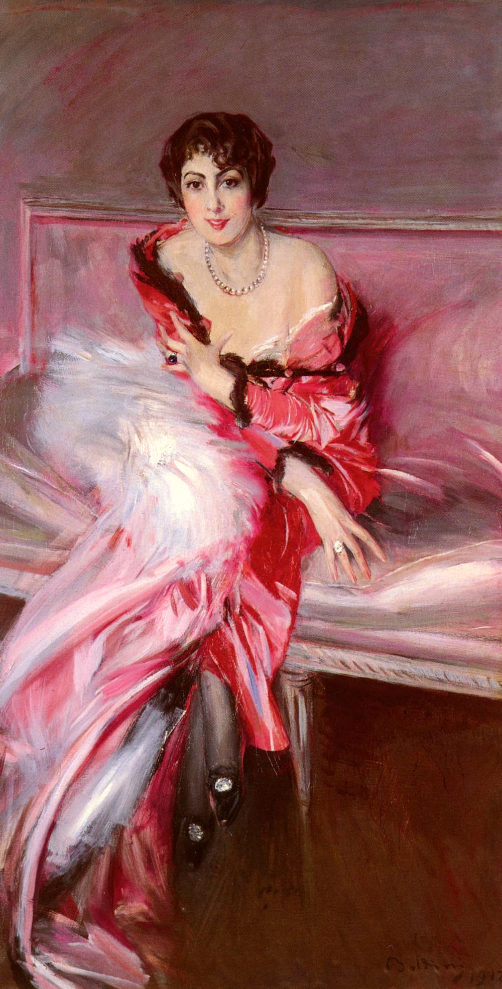 Portrait De Madame Juillard En Rouge - Giovanni Boldini