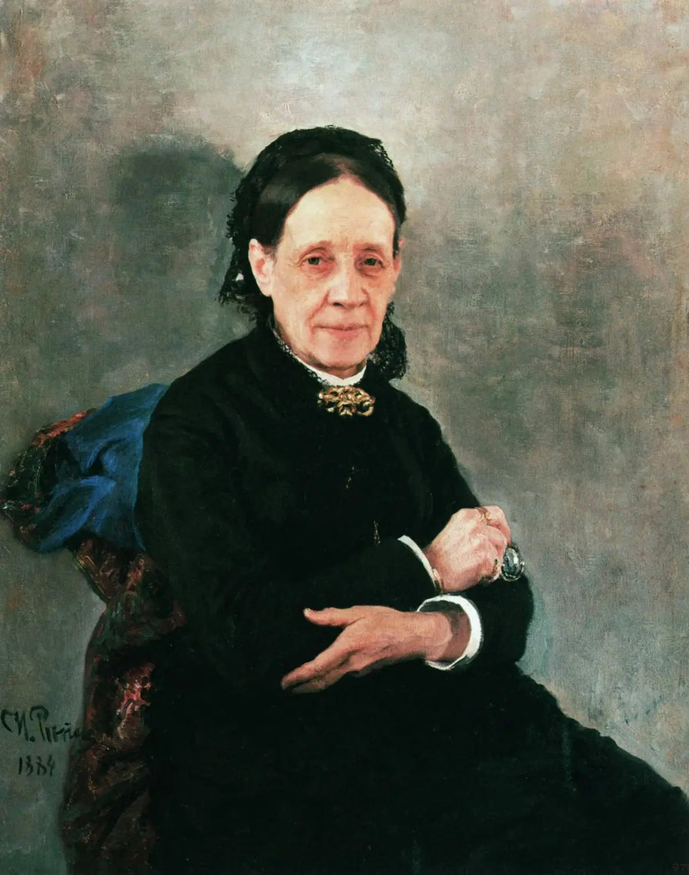 Portrait de N. V. Stasova - Ilya Repin image 1 copie peinte à la main à l’huile