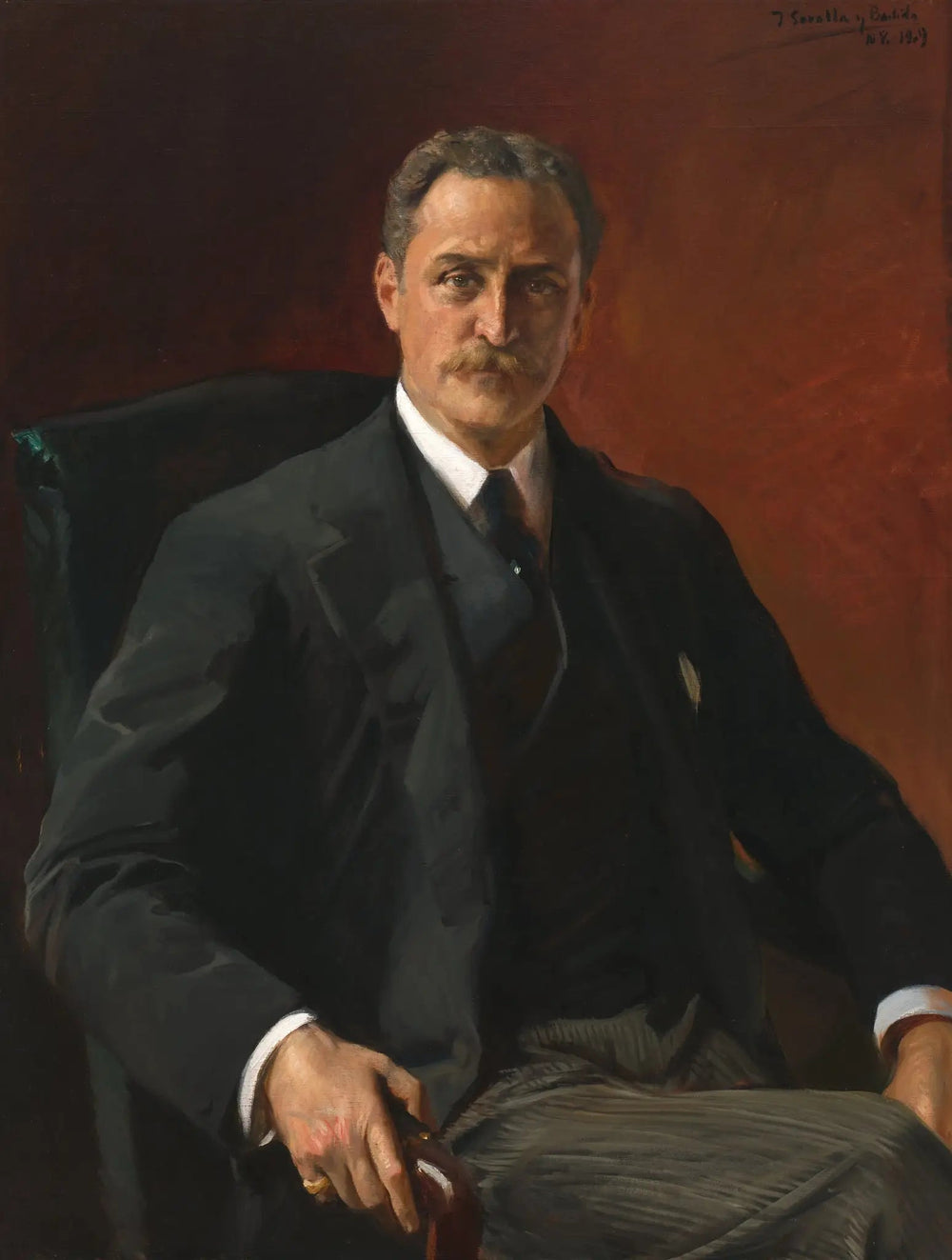 Reproduction du tableau « Portrait de Robert Bacon, 39e secrétaire d'État sous la présidence de Theodore Roosevelt - Joaquín Sorolla » par Alpha Reproduction en peinture à l’huile