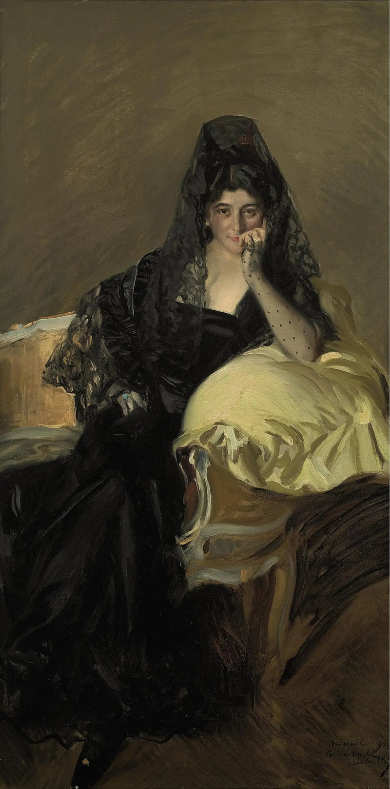 Portrait de Señora de Urcola portant une mantille noire - Joaquín Sorolla
