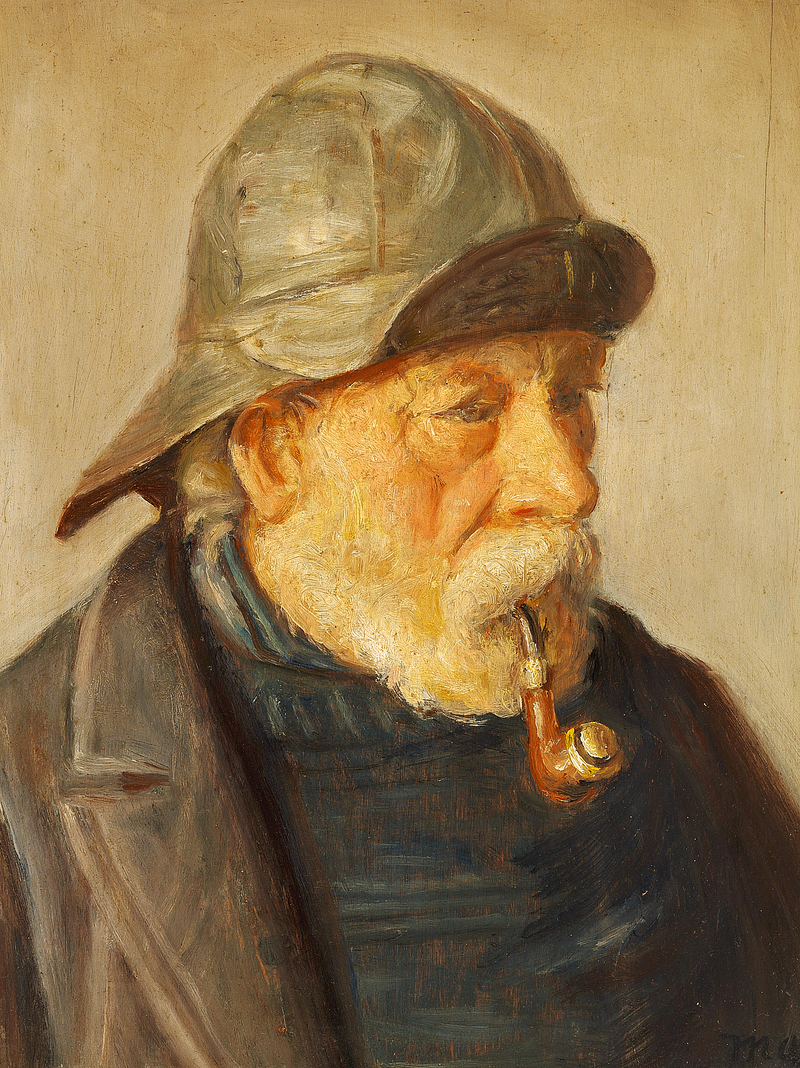 Portrait du pêcheur de Skagen Lars Sorig. - Michael Peter Ancher