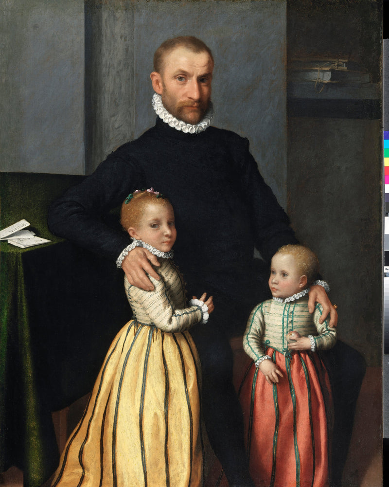 Portrait d'un gentilhomme et de ses deux enfants - Giovanni Battista Moroni