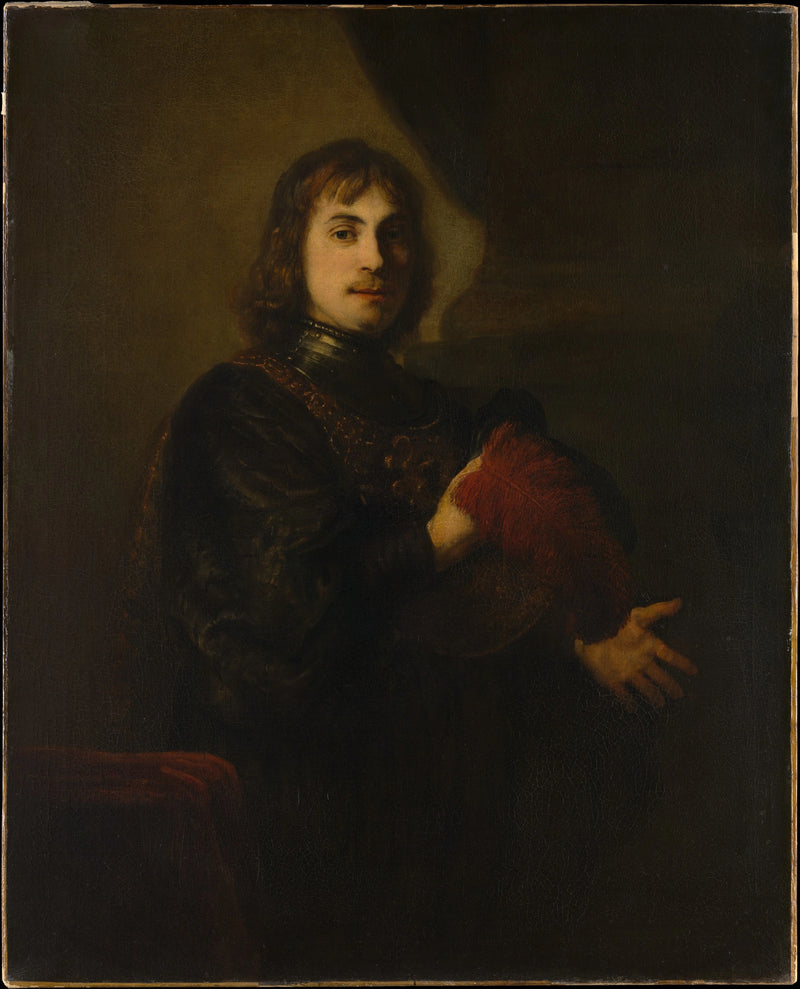Homme à la cuirasse et au chapeau à plume – style de Rembrandt, années 1640