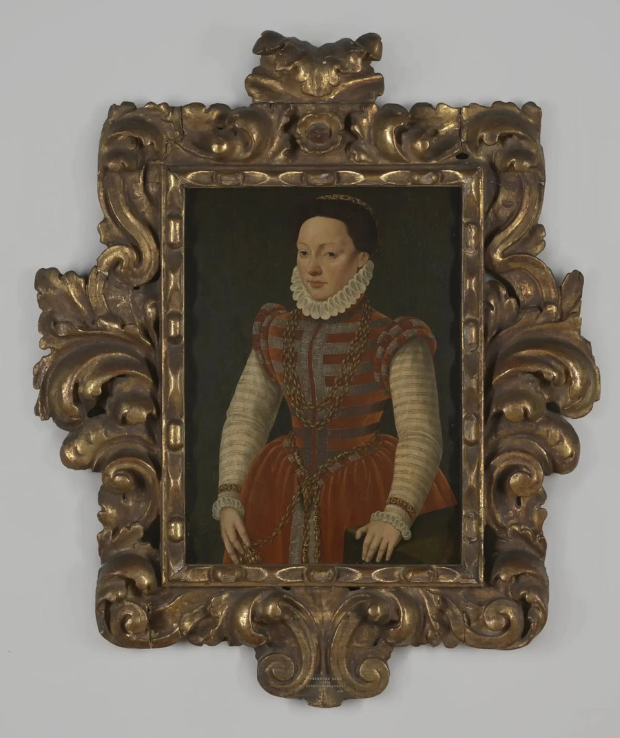 Portret "Onbekende dame" op hout, uit de school van Francois Clouet, ca.1570 - François Clouet