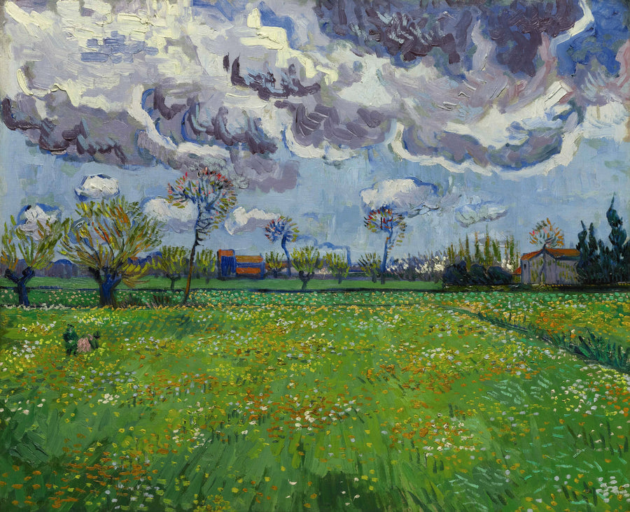 Prairie fleurie sous un ciel orageux, F575 – Van Gogh