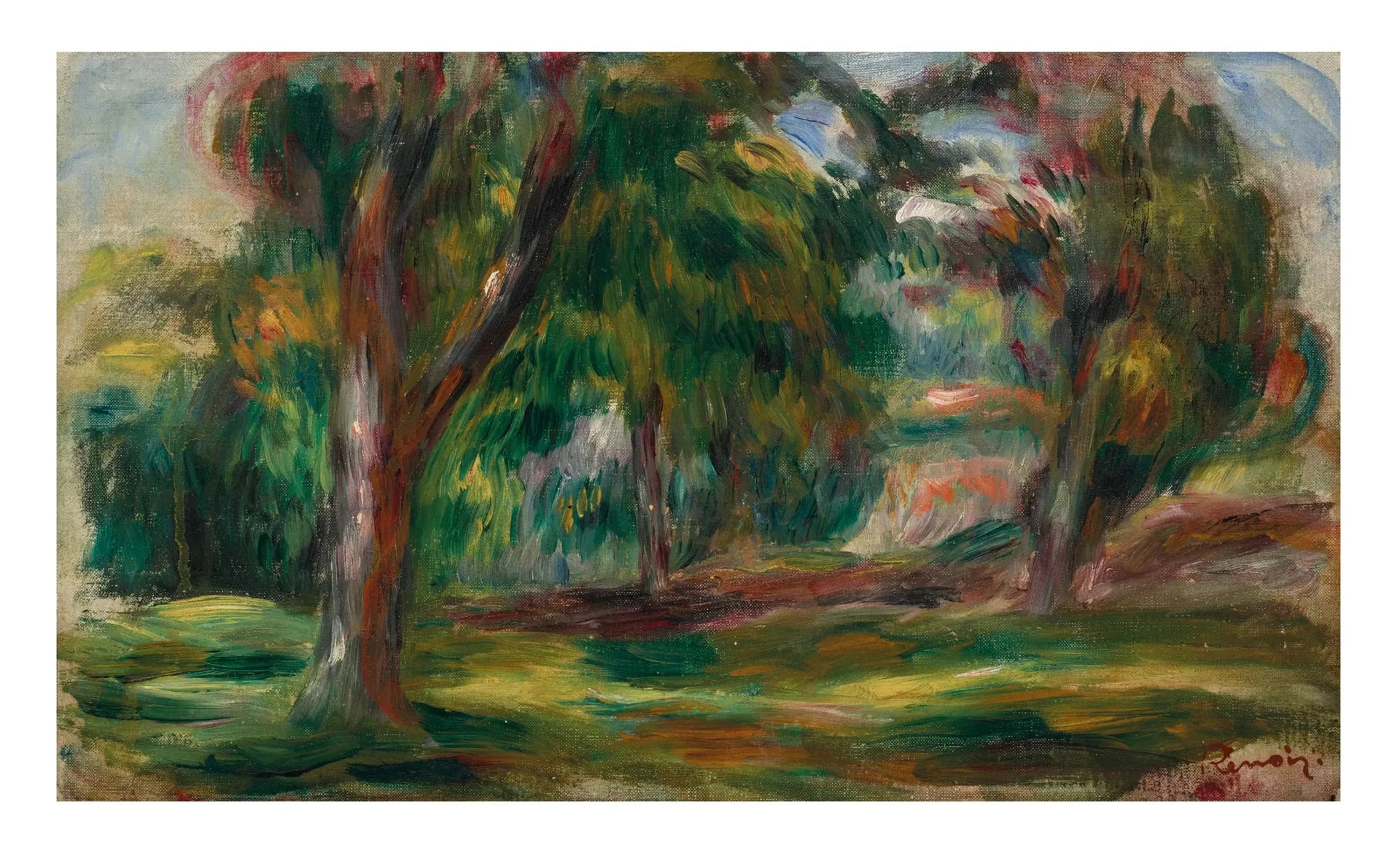 pré et arbres - Pierre-Auguste Renoir image 1 reproduction d’œuvre d’art à l’huile