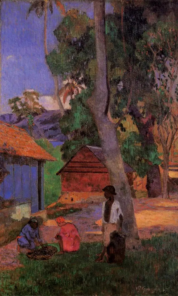 Près des cases, ou Autour des huttes - Paul Gauguin