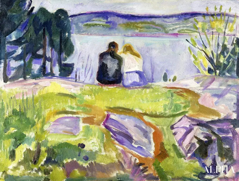 Printemps (Amoureux sur le rivage) - Edvard Munch - Reproductions de tableaux et peintures haut de gamme